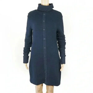 Vintage Y2K 2000s Miss Sixty Navy Blue Wool Long Sleeve Turtleneck Sweater Dress